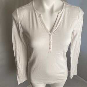 Gap white long sleeve henley shirt